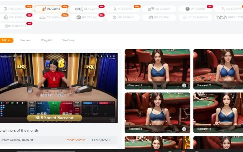 Top 5 trò chơi hot nhất sảnh cược Casino BK88